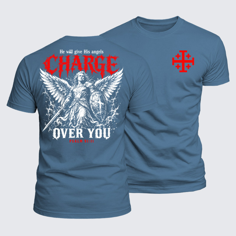 Luxe Mercerized Cotton Tee - He Will Give His Angels Charge Over You – Psalm 91:11