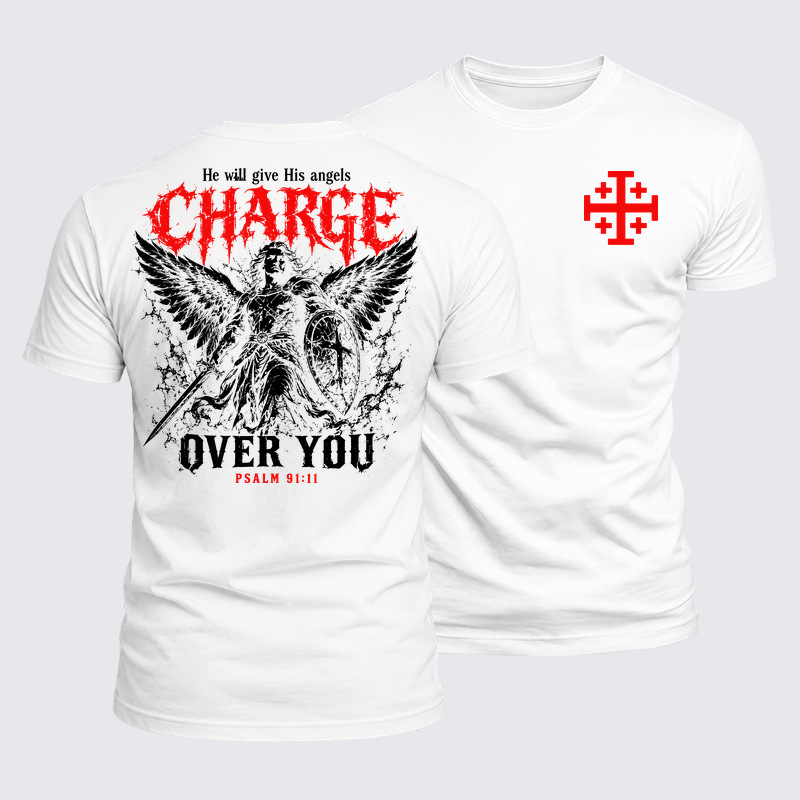 Luxe Mercerized Cotton Tee - He Will Give His Angels Charge Over You – Psalm 91:11