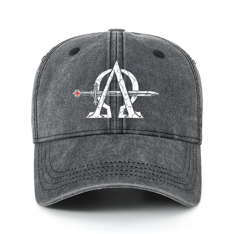 Heritage Washed Cap - Alpha & Omega – Revelation 22:13 Christian Warrior