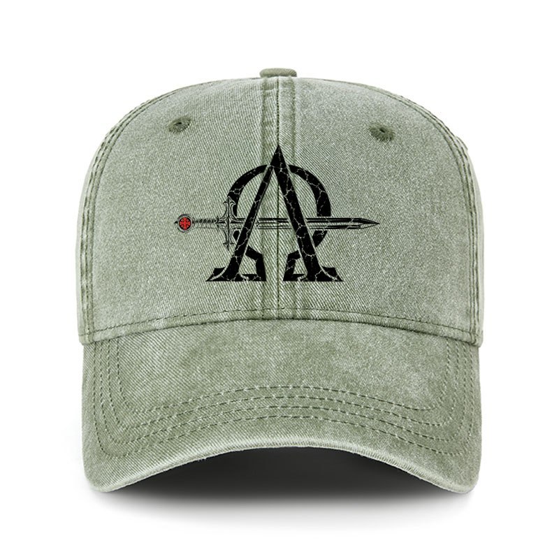 Heritage Washed Cap - Alpha & Omega – Revelation 22:13 Christian Warrior