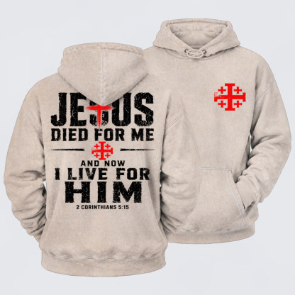 Washed Hoodie - Jesus Died For Me And Now I Live For Him