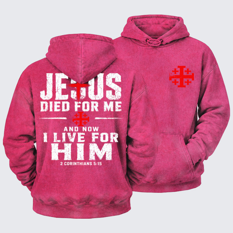 Washed Hoodie - Jesus Died For Me And Now I Live For Him
