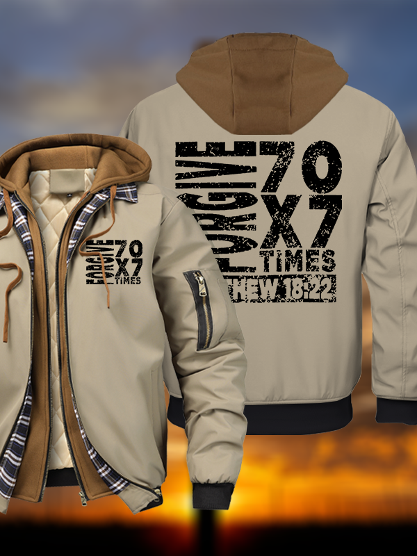 Forgive 70X7 Times Warm Hooded Bomber Jacket