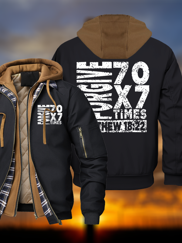 Forgive 70X7 Times Warm Hooded Bomber Jacket