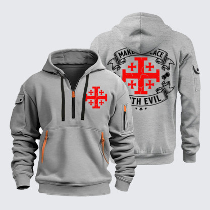Zipper Hoodies - Make No Peace with Evil Knight Templar Jerusalem Cross