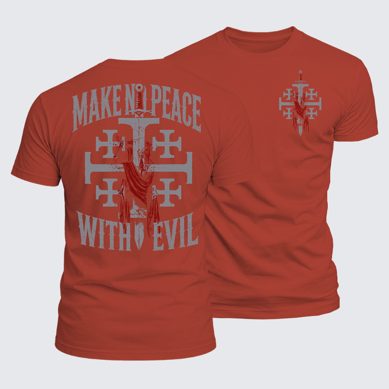 Luxe Mercerized Cotton Tee - Make No Peace with Evil Knight Templar Jerusalem Cross