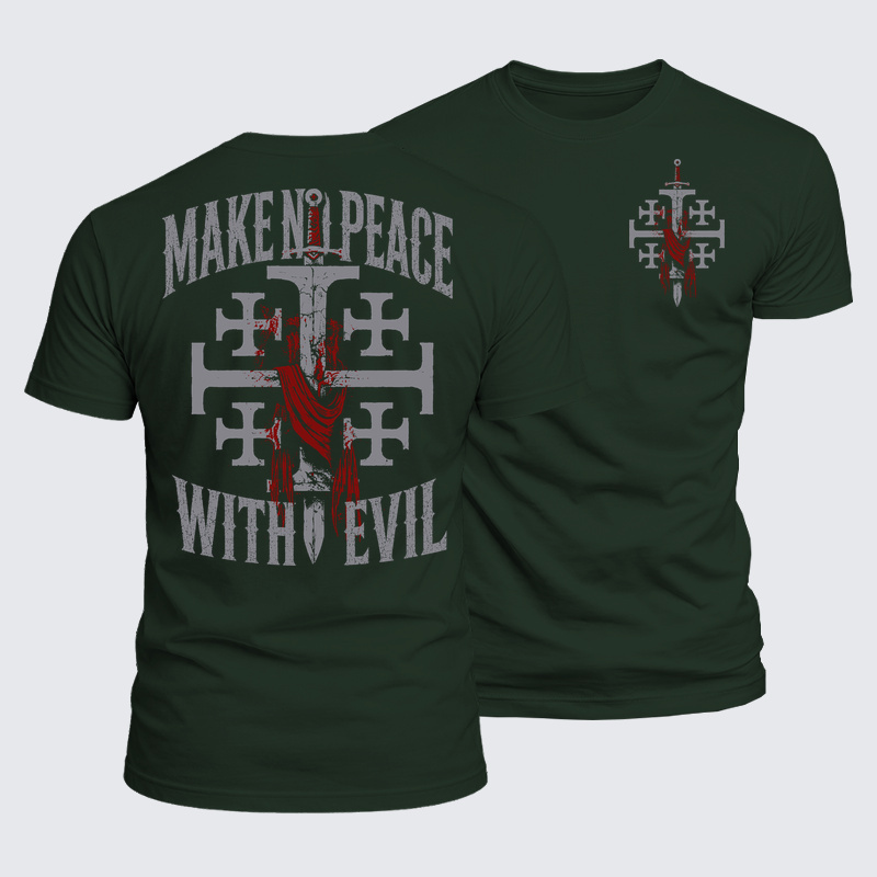 Luxe Mercerized Cotton Tee - Make No Peace with Evil Knight Templar Jerusalem Cross