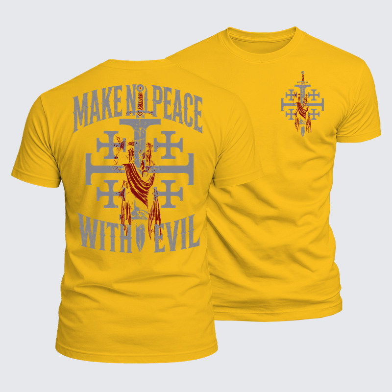 Luxe Mercerized Cotton Tee - Make No Peace with Evil Knight Templar Jerusalem Cross