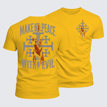 Luxe Mercerized Cotton Tee - Make No Peace with Evil Knight Templar Jerusalem Cross