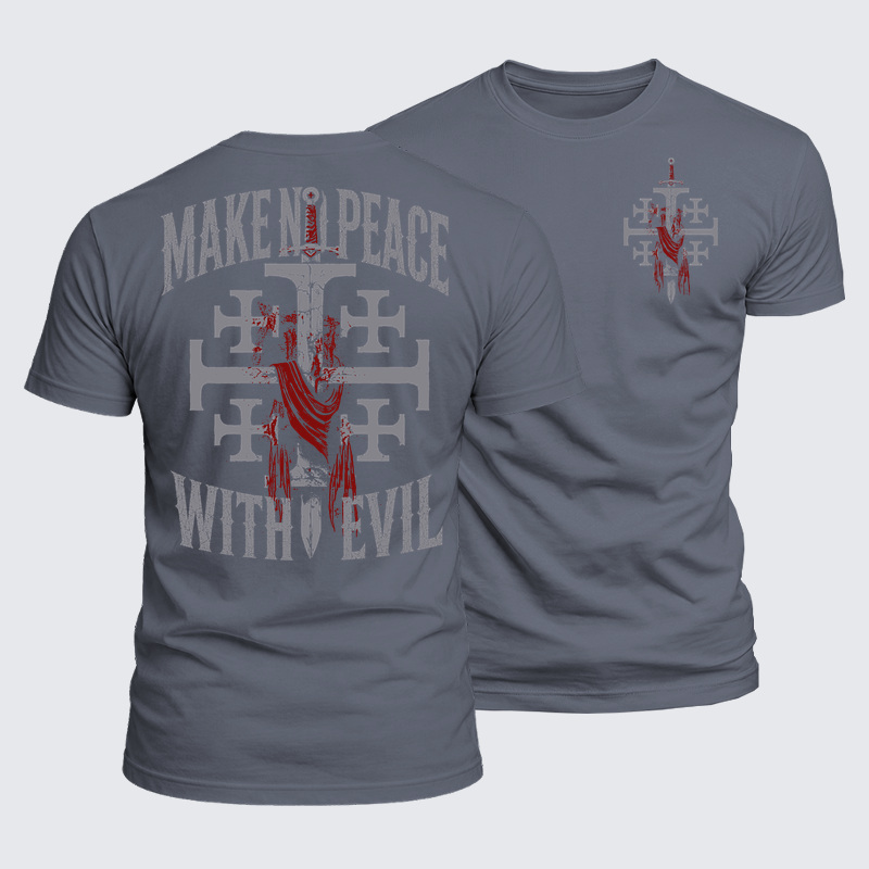 Luxe Mercerized Cotton Tee - Make No Peace with Evil Knight Templar Jerusalem Cross