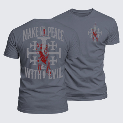 Luxe Mercerized Cotton Tee - Make No Peace with Evil Knight Templar Jerusalem Cross