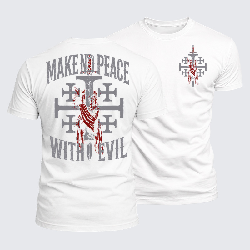 Luxe Mercerized Cotton Tee - Make No Peace with Evil Knight Templar Jerusalem Cross