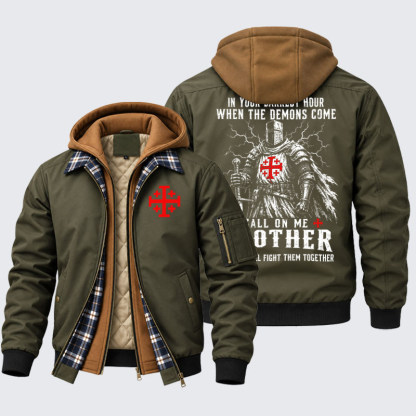 Hooded Bomber Jacket - Call On Me Brother – Knights of Faith