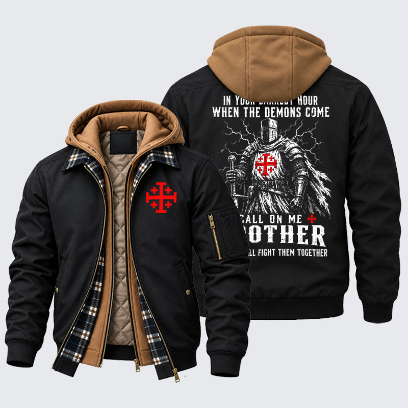 Hooded Bomber Jacket - Call On Me Brother – Knights of Faith