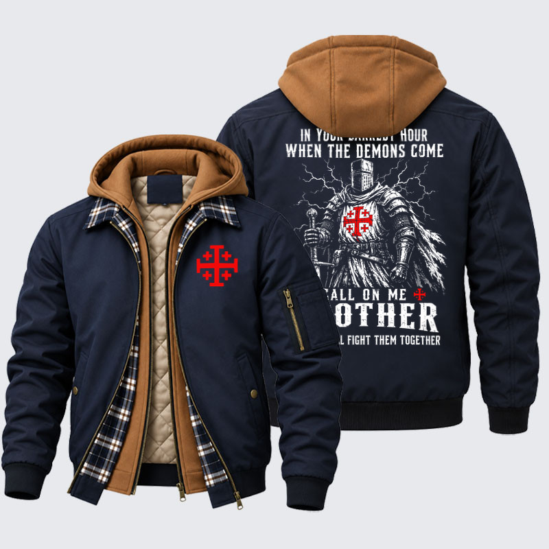 Hooded Bomber Jacket - Call On Me Brother – Knights of Faith