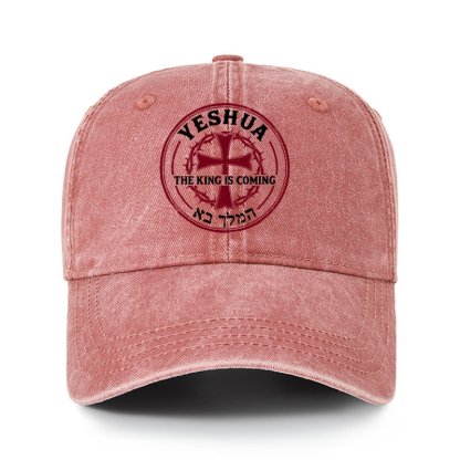 Heritage Washed Cap - Yeshua The King Is Coming Hebrew Name   