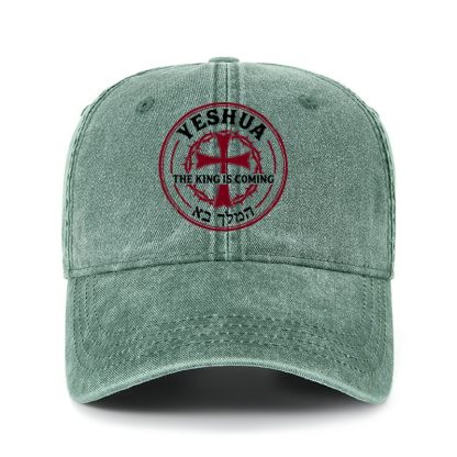 Heritage Washed Cap - Yeshua The King Is Coming Hebrew Name   