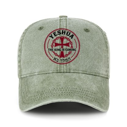 Heritage Washed Cap - Yeshua The King Is Coming Hebrew Name   