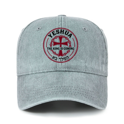 Heritage Washed Cap - Yeshua The King Is Coming Hebrew Name   