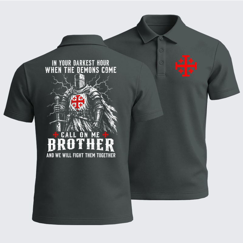 Men’s Premium Cotton Polo Shirt - Call On Me Brother – Knights of Faith