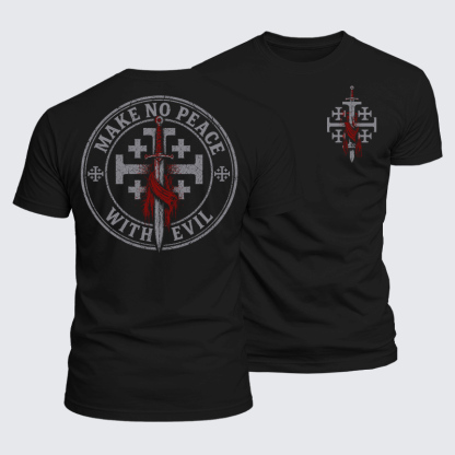 Luxe Mercerized Cotton Tee - Make No Peace with Evil Knight Templar Jerusalem Cross