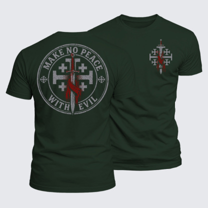 Luxe Mercerized Cotton Tee - Make No Peace with Evil Knight Templar Jerusalem Cross