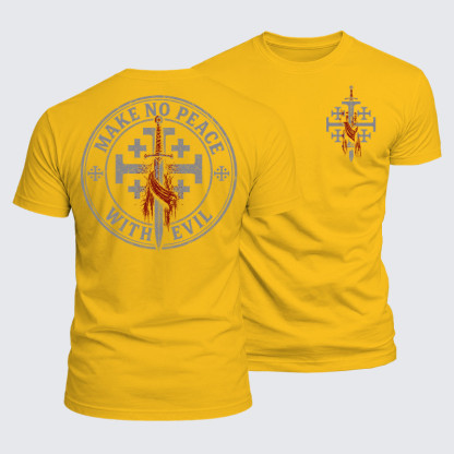 Luxe Mercerized Cotton Tee - Make No Peace with Evil Knight Templar Jerusalem Cross