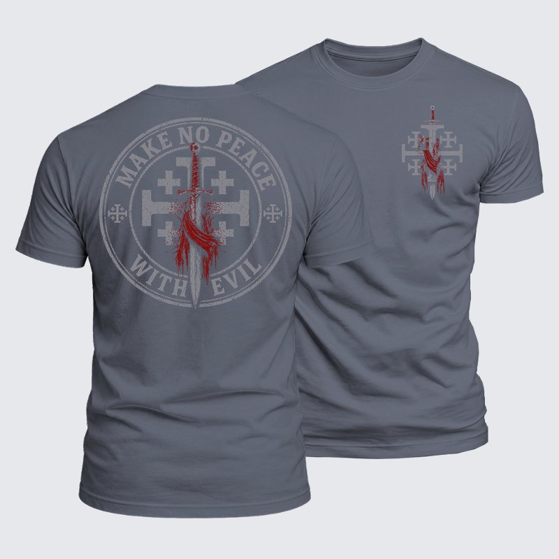 Luxe Mercerized Cotton Tee - Make No Peace with Evil Knight Templar Jerusalem Cross