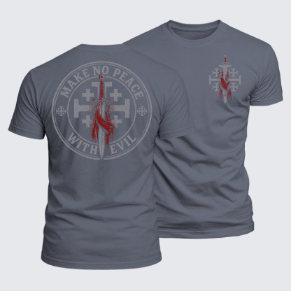 Luxe Mercerized Cotton Tee - Make No Peace with Evil Knight Templar Jerusalem Cross