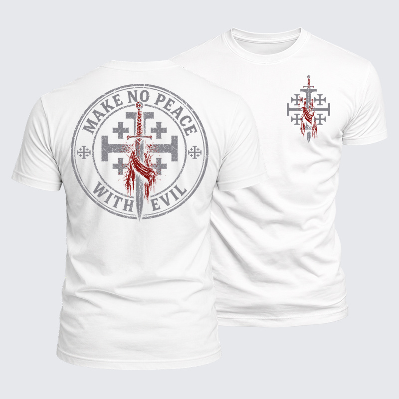 Luxe Mercerized Cotton Tee - Make No Peace with Evil Knight Templar Jerusalem Cross
