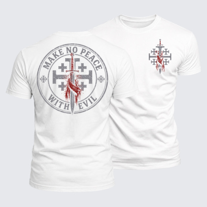 Luxe Mercerized Cotton Tee - Make No Peace with Evil Knight Templar Jerusalem Cross
