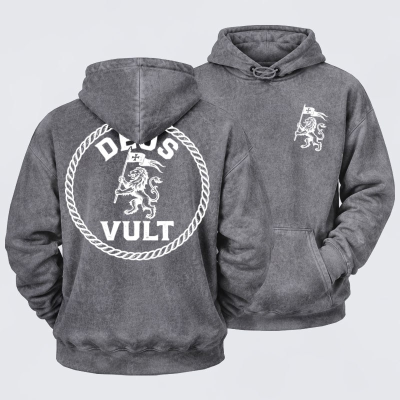 Washed Hoodie - Deus Vult