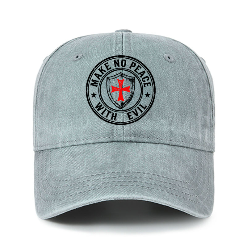 Heritage Washed Cap - Make No Peace with Evil Knight Templar Jerusalem Cross