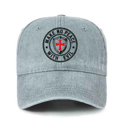 Heritage Washed Cap - Make No Peace with Evil Knight Templar Jerusalem Cross