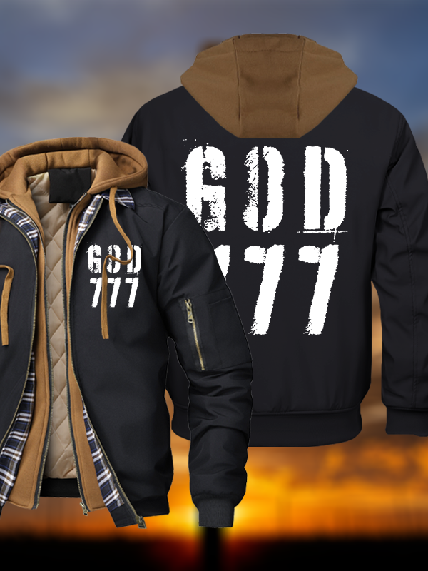 God 777 Warm Hooded Bomber Jacket