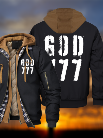 God 777 Warm Hooded Bomber Jacket