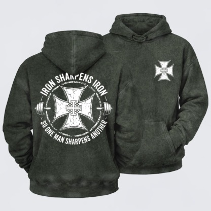 Washed Hoodie   -  Iron Sharpens Iron So One Man Sharpens Another