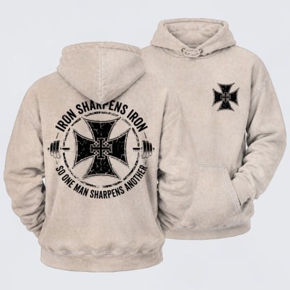 Washed Hoodie   -  Iron Sharpens Iron So One Man Sharpens Another