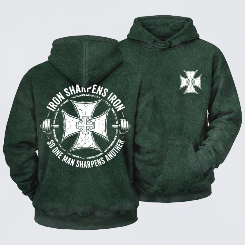 Washed Hoodie   -  Iron Sharpens Iron So One Man Sharpens Another