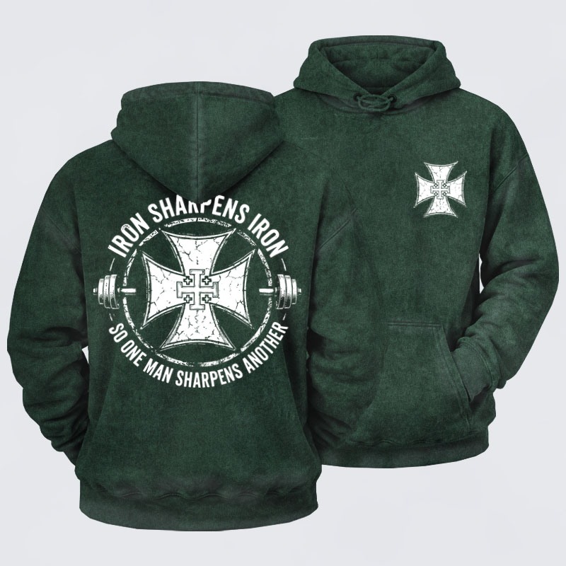 Washed Hoodie   -  Iron Sharpens Iron So One Man Sharpens Another
