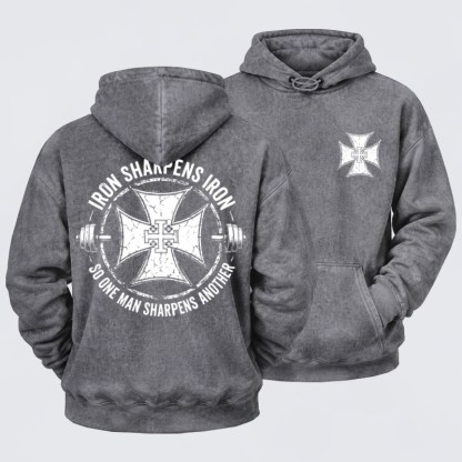 Washed Hoodie   -  Iron Sharpens Iron So One Man Sharpens Another