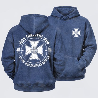 Washed Hoodie   -  Iron Sharpens Iron So One Man Sharpens Another