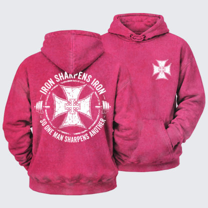 Washed Hoodie   -  Iron Sharpens Iron So One Man Sharpens Another