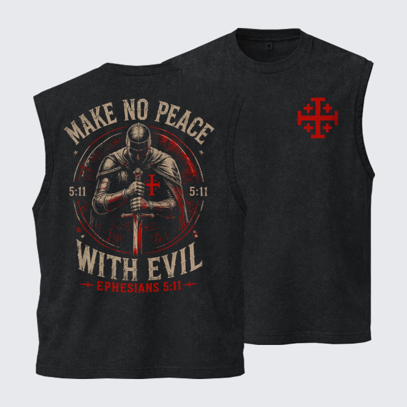 Washed Tank Top - Make No Peace with Evil Knight Templar Jerusalem Cross
