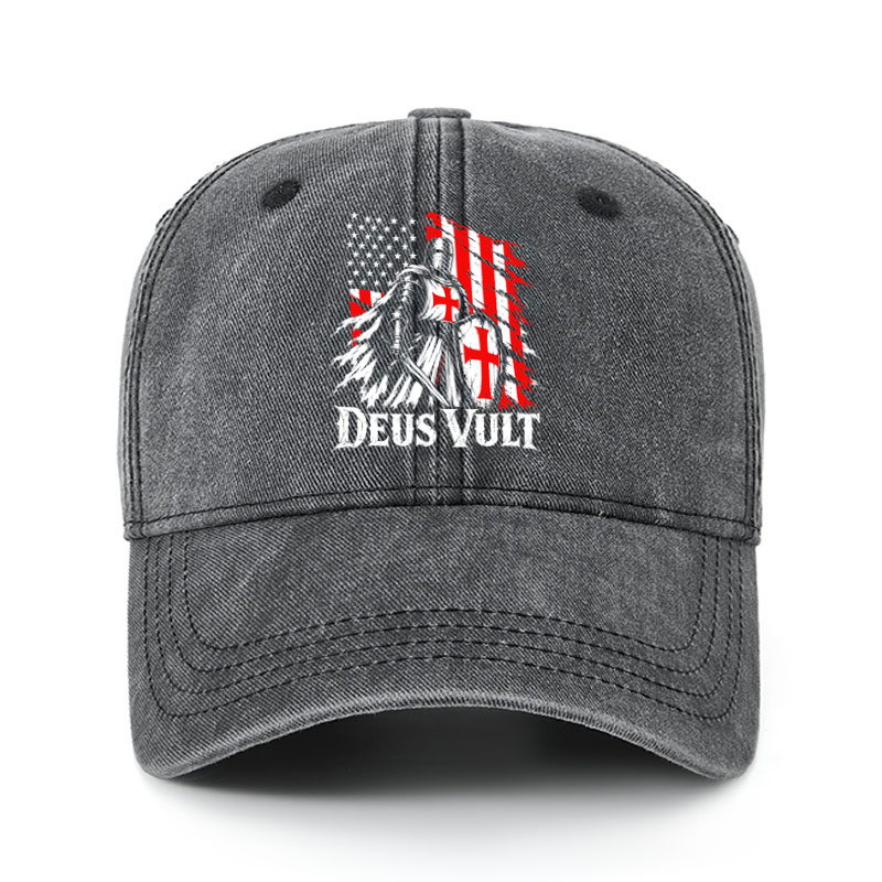Heritage Washed Cap - Deus Vult – American Crusader Christian Knight