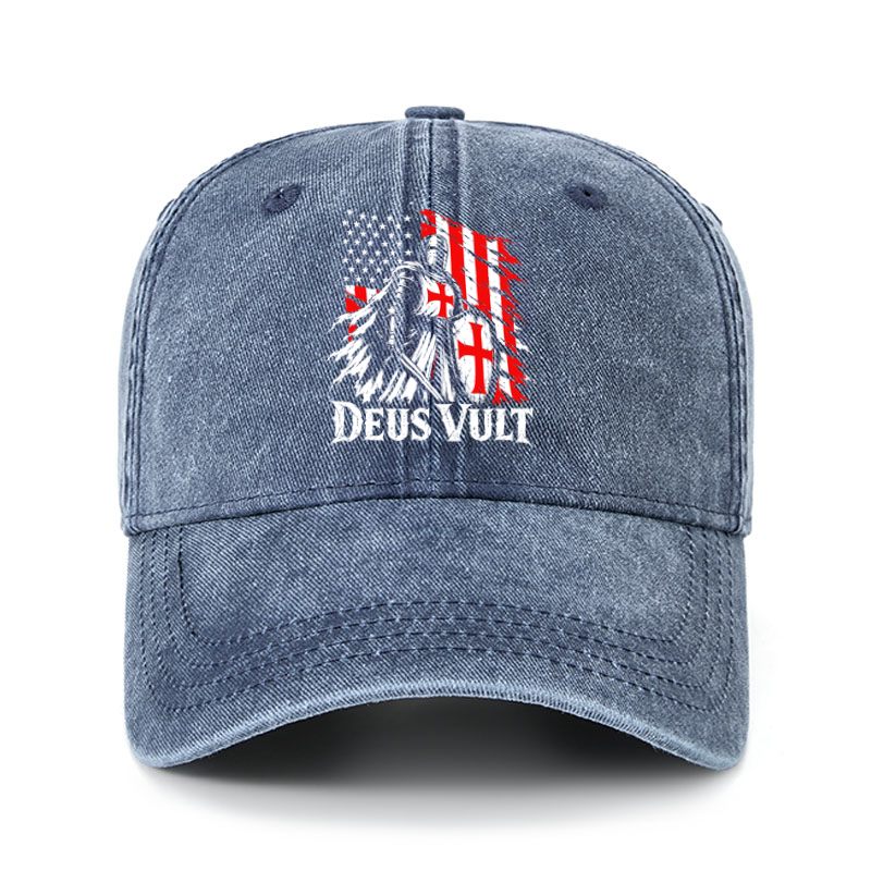 Heritage Washed Cap - Deus Vult – American Crusader Christian Knight