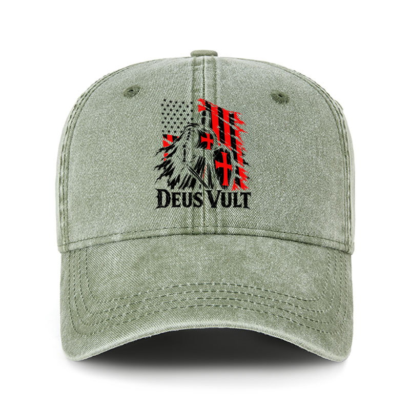 Heritage Washed Cap - Deus Vult – American Crusader Christian Knight