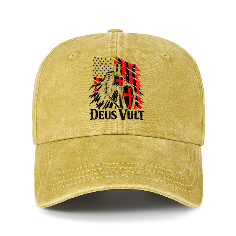 Heritage Washed Cap - Deus Vult – American Crusader Christian Knight