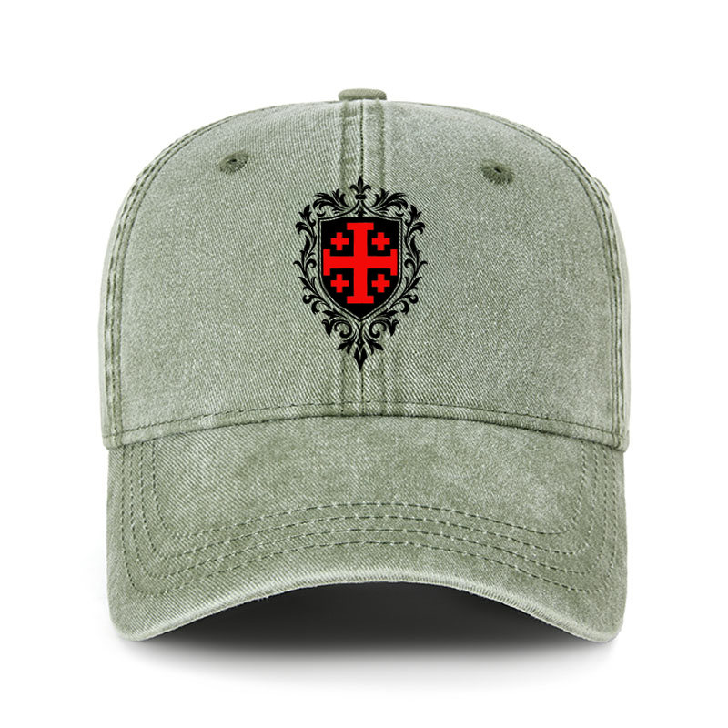 Heritage Washed Cap - Jerusalem Cross Heraldic Crest
