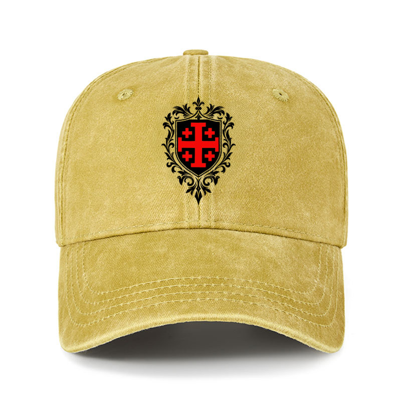 Heritage Washed Cap - Jerusalem Cross Heraldic Crest
